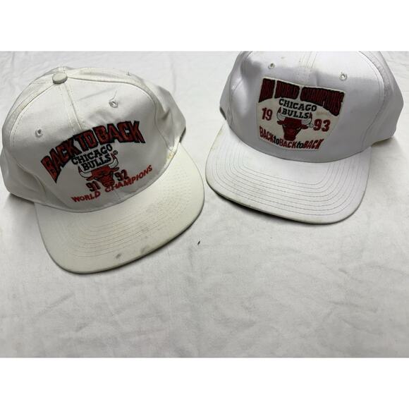 Chicago Bulls 91-92 Back To Back Sports Specialties Twill Championship Hat White